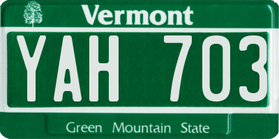 VT license plate YAH703
