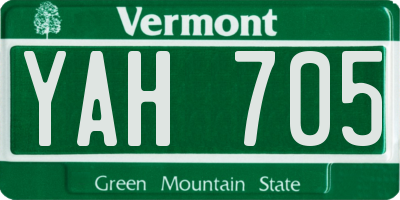 VT license plate YAH705
