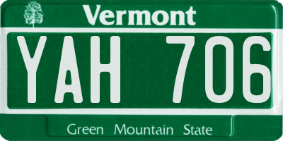 VT license plate YAH706