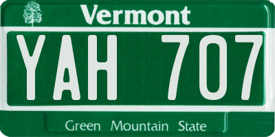 VT license plate YAH707