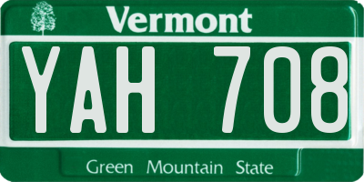 VT license plate YAH708