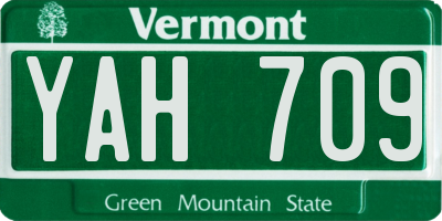 VT license plate YAH709