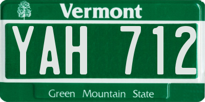 VT license plate YAH712