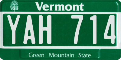 VT license plate YAH714