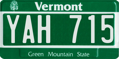 VT license plate YAH715