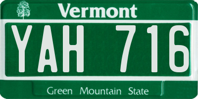 VT license plate YAH716