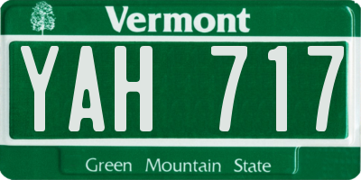 VT license plate YAH717
