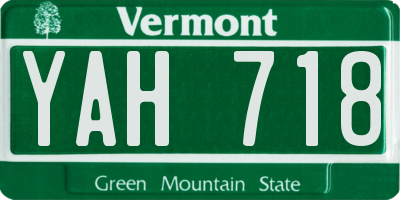 VT license plate YAH718