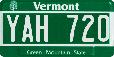 VT license plate YAH720