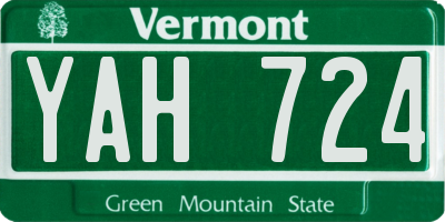 VT license plate YAH724