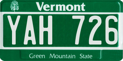 VT license plate YAH726