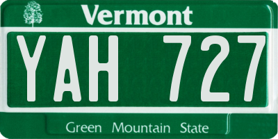 VT license plate YAH727