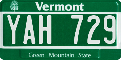 VT license plate YAH729
