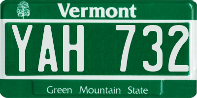VT license plate YAH732