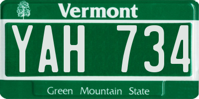 VT license plate YAH734