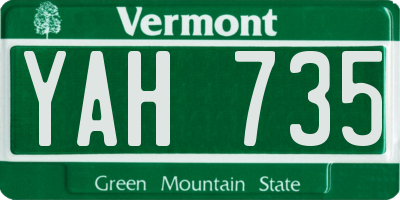 VT license plate YAH735