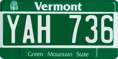 VT license plate YAH736