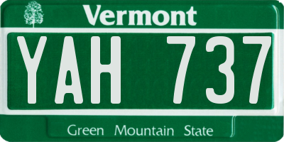 VT license plate YAH737