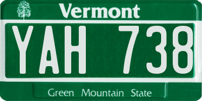 VT license plate YAH738
