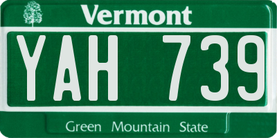VT license plate YAH739