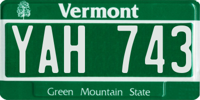 VT license plate YAH743