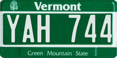 VT license plate YAH744