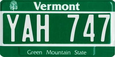 VT license plate YAH747