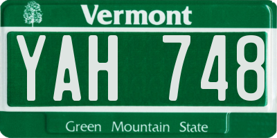 VT license plate YAH748