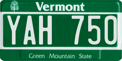 VT license plate YAH750