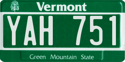 VT license plate YAH751