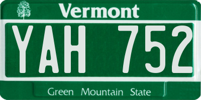 VT license plate YAH752
