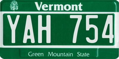 VT license plate YAH754