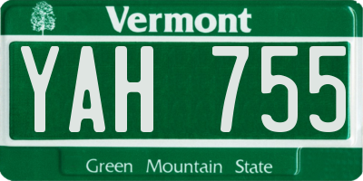 VT license plate YAH755