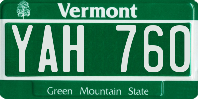 VT license plate YAH760