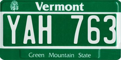 VT license plate YAH763