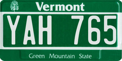 VT license plate YAH765