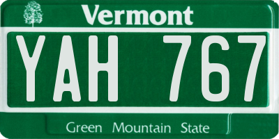 VT license plate YAH767