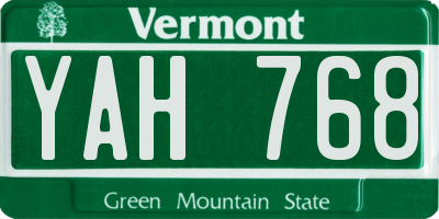 VT license plate YAH768