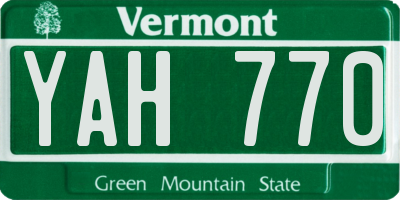 VT license plate YAH770
