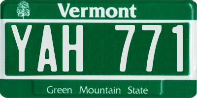 VT license plate YAH771