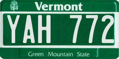 VT license plate YAH772