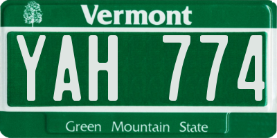 VT license plate YAH774