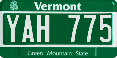 VT license plate YAH775
