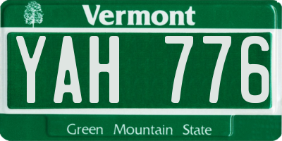 VT license plate YAH776