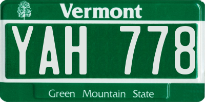VT license plate YAH778