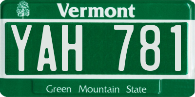 VT license plate YAH781