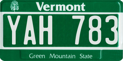 VT license plate YAH783
