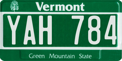 VT license plate YAH784