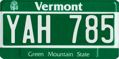 VT license plate YAH785