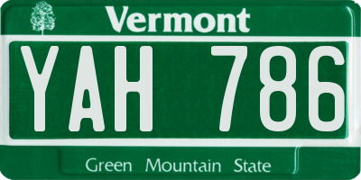 VT license plate YAH786